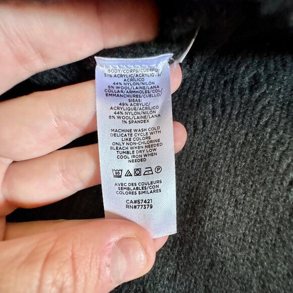 Ann Taylor Black Sweater Vest Cable Knit Turtleneck Large Petite LP - Picture 6 of 6